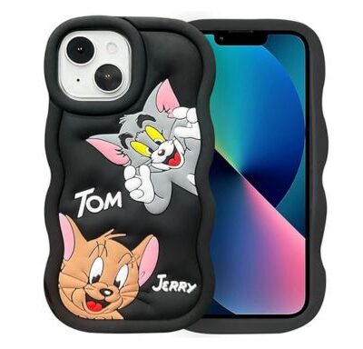Soft Silicone 3D Tom & Jerry iPhone Case: (Black)
