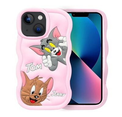 Soft Silicone 3D Tom & Jerry iPhone Case: (Baby Pink Color)