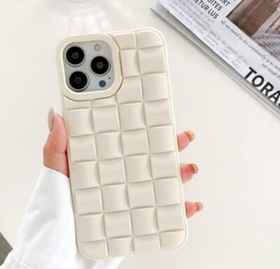 3D Waved Designer Silicone Case: Only for iPhones (Cream Colour)