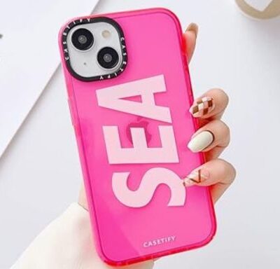 Fluorescent Phone Cover (Hybrid Silicone): Only for iPhones (Pink Colour)