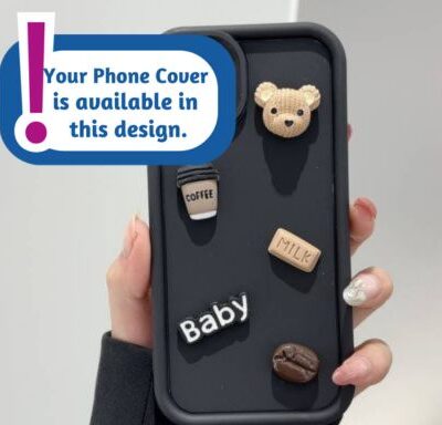 Cute 3D Coffee Bear Silicone Case (Black): For All Phone Models
