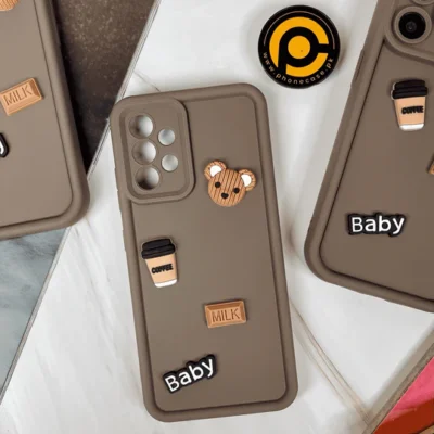 Cute 3D Coffee Bear Silicone Case (Brown):  For All Phone Models