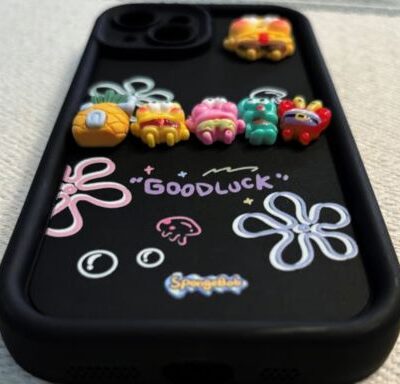 3D Toon Good Luck Phone Cover : Black Colour