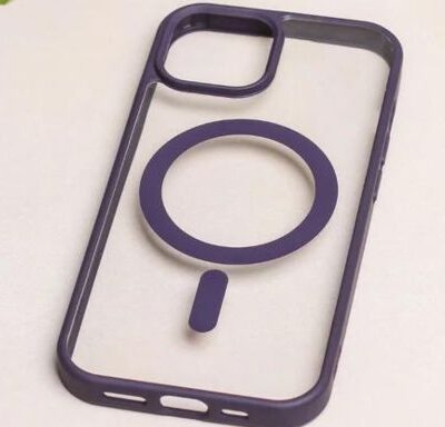 MagSafe Clear Transparent Silicone case for iPhones (Dark Purple Colour)
