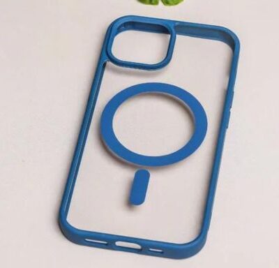 MagSafe Clear Transparent Silicone case for iPhones (Navy Blue Colour)