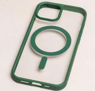 MagSafe Clear Transparent Silicone case for iPhones (Forest Green Colour)