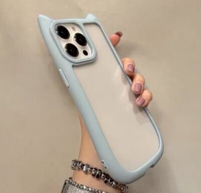 Cute Cat Japanese Soft Phone Case: Baby Blue Color