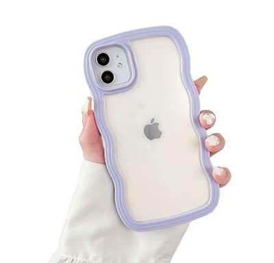 Cute Curly Wave Frame Shape Shockproof Soft iPhone Case: Purple Color