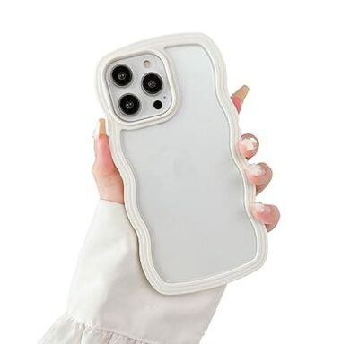 Cute Curly Wave Frame Shape Shockproof Soft iPhone Case: Cream Color