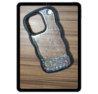 Waved Designer Sparkle Glitter iPhone Case :Black Color