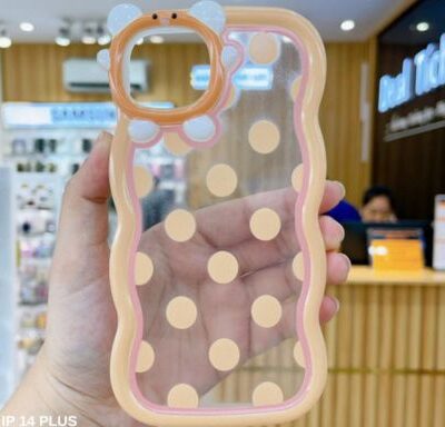 Waved Designer Dotted iPhone Case Cream Color