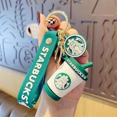 Coffee Cup keychain & Quirky Bag Charm Silicone (White) 43 : Large Size