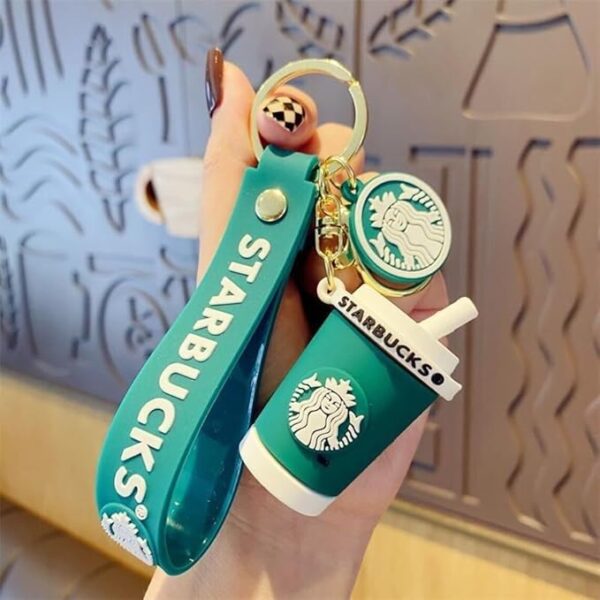 Coffee Cup keychain & Quirky Bag Charm Silicone (Green) 44 : Large Size