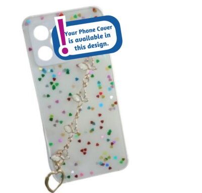 Glitter Phone Cover With Butterfly Chain Holder White Color for Realme C55  & Narzo N55