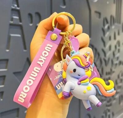 Lucky Unicorn Purple 3D Keychain & Quirky Bag Charm Premium Silicone 90 : Large Size