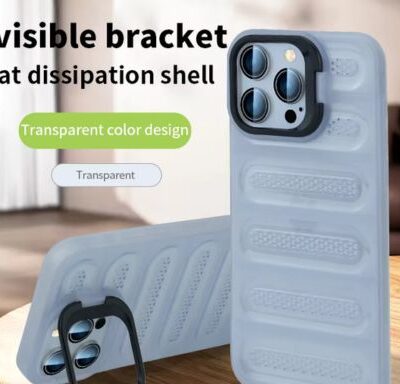 Silicone Cooling Mesh Back Case With Stand (White)