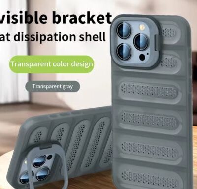 Silicone Cooling Mesh Back Case With Stand (Grey)