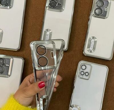 Silver 6D Chrome Logo Cut Transparent Case With Camera Lens