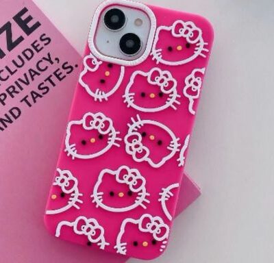 Super soft silicone kitty iPhone case :Pink Color