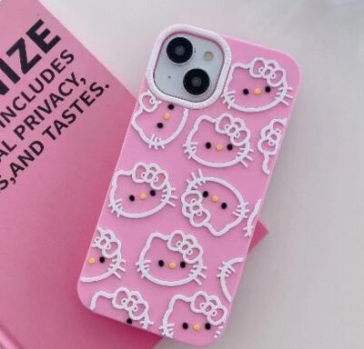 Super soft silicone kitty iPhone case : Baby Pink Color