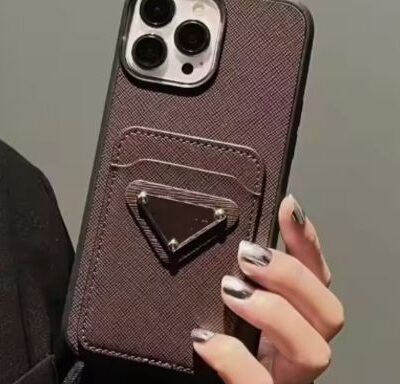 Luxury Designer Leather Card Phone Case : Brown Color