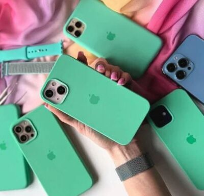 Apple iPhone Liquid Silicone Case With Logo: (Light Green Color)