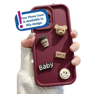 Cute 3D Coffee Bear Silicone Case (Rose Red): For Selected Phone Models