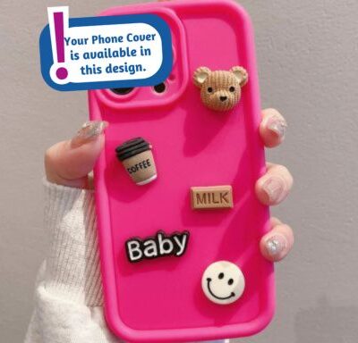 Cute 3D Coffee Bear Silicone Case (Pink): For All Phone Models