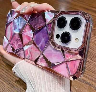 Diamond Cube Case with Camera Bump Protection for iPhone 15 pro max