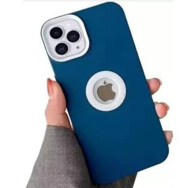 Premium Silicone Back Cover Anti-Fingerprint & Scratch Resistance for iPhone (Blue-White)