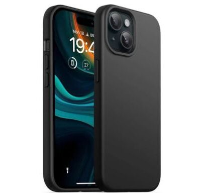 Apple iPhone Liquid Silicone Case : (Black Colour)