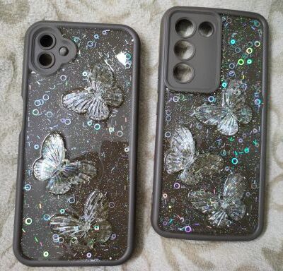 Sparkly Glitter Butterfly Soft Silicone Brown Phone Case: For Selected Models