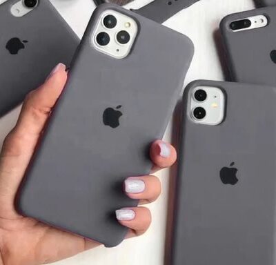 Apple iPhone Premium Silicone Case With Logo: Only for iPhones (Grey Colour)