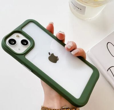 Forest Green Clear Case For iPhone 12 Pro Max with Chrome Buttons