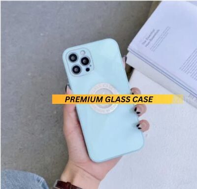 iPhone Premium Glass Case : Light Green Color With Logo Cut