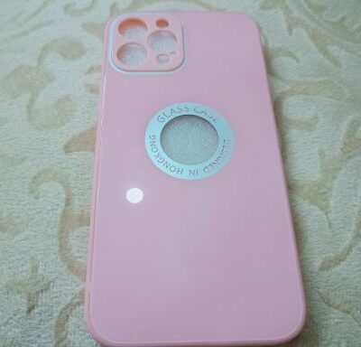 iPhone Premium Glass Case : Baby Pink Color With Logo Cut