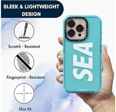 Fluorescent Phone Cover (Hybrid Silicone): for iPhone 14 Pro Max (Blue Color)