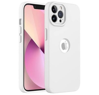 Apple iPhone Liquid Silicone Case With Logo Cut: (White Color)