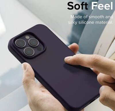 Apple iPhone Liquid Silicone Case : (Dark Purple Color)
