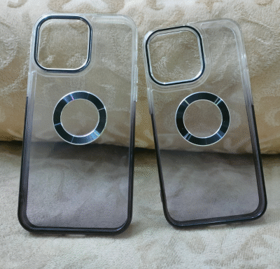 Dual Splash Clear Silicone Apple iPhone Cases With Metallic Ring : Black