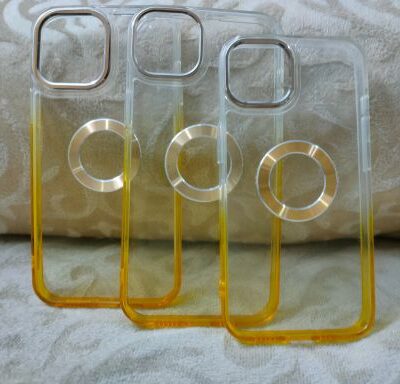 Dual Splash Clear Silicone Apple iPhone Cases With Metallic Ring : Golden