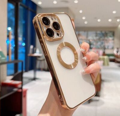 Electroplated iPhone Case With Logo Cut & Camera Lens: Golden