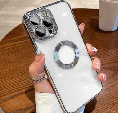 Electroplated iPhone Case With Logo Cut & Camera Lens: Silver