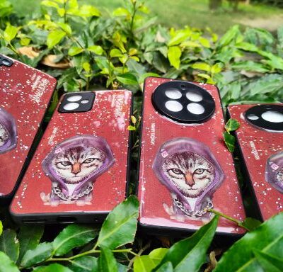 NIMMY SWAG CAT GLASS GLUE GLITTER RED  PHONE COVER : FOR SELECTED PHONE MODELS