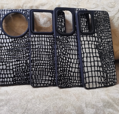 Synthetic Croc Leather Look Phone Covers Black