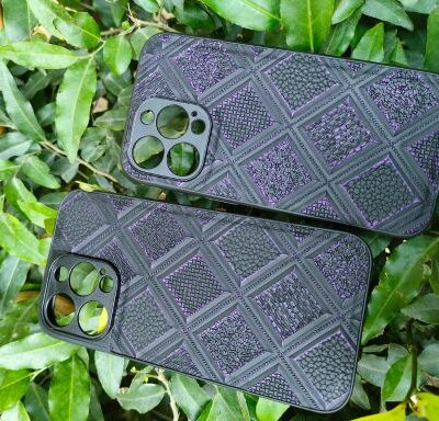 Textured PU Phone Covers Black Purple (For Selected Phone Models)