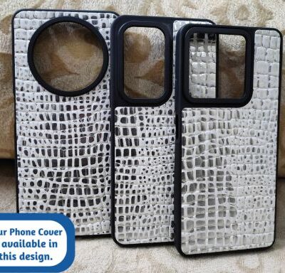 Synthetic Croc Leather Look Phone Covers White