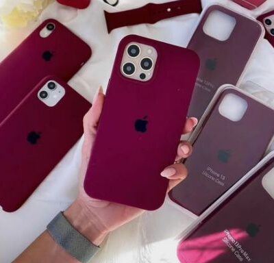 Apple iPhone Liquid Silicone Case With Logo: (Wine Color)