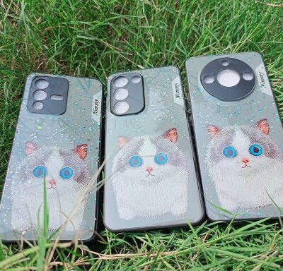 NIMMY CUTE CAT GLASS GLUE GLITTER RED  PHONE COVER : FOR SELECTED PHONE MODELS