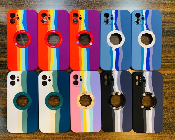 Premium Liquid Silicone Rainbow iPhone 12 & iPhone 12 Pro Case With Logo Cut - Image 2